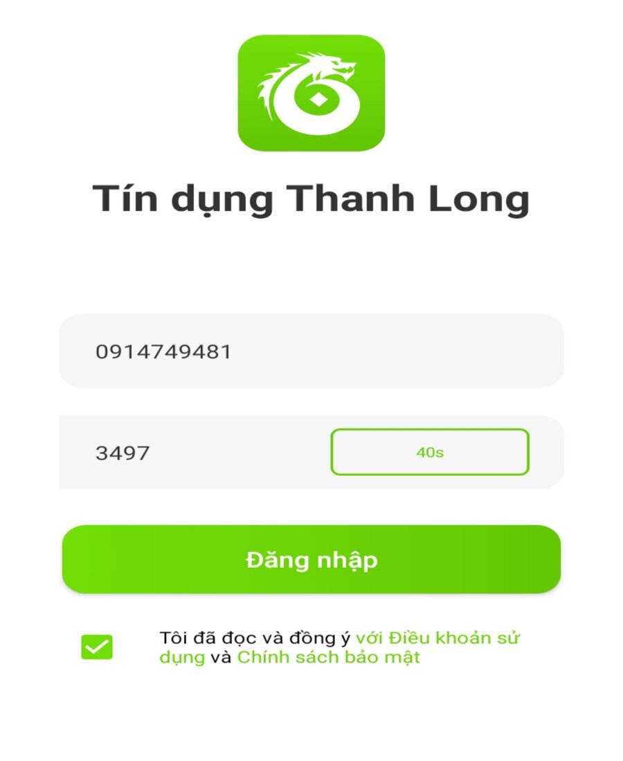 Đăng nhập vào App Tín dụng Thanh Long