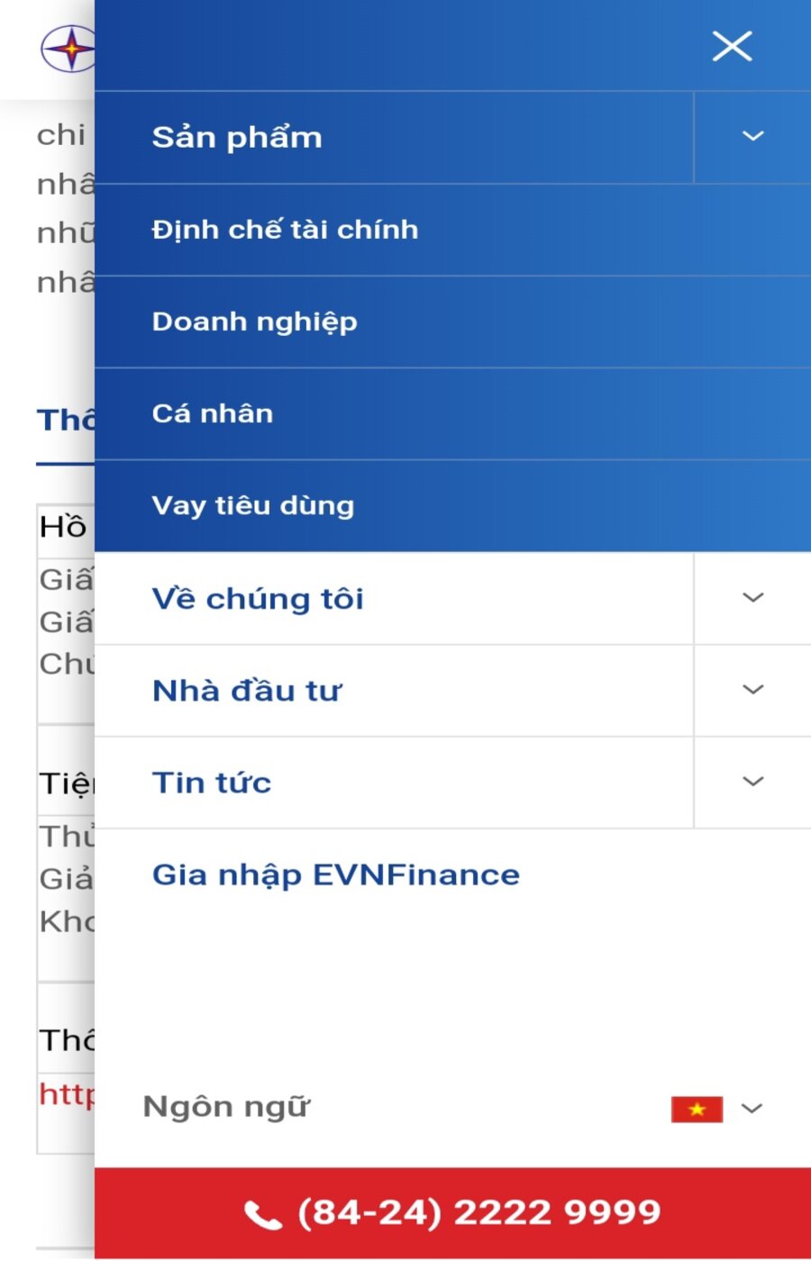 Giao diện app EVNFinance
